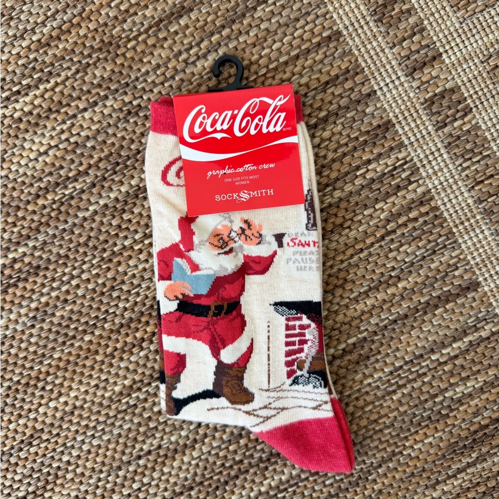 Coca-Cola Red and White Santa Socks